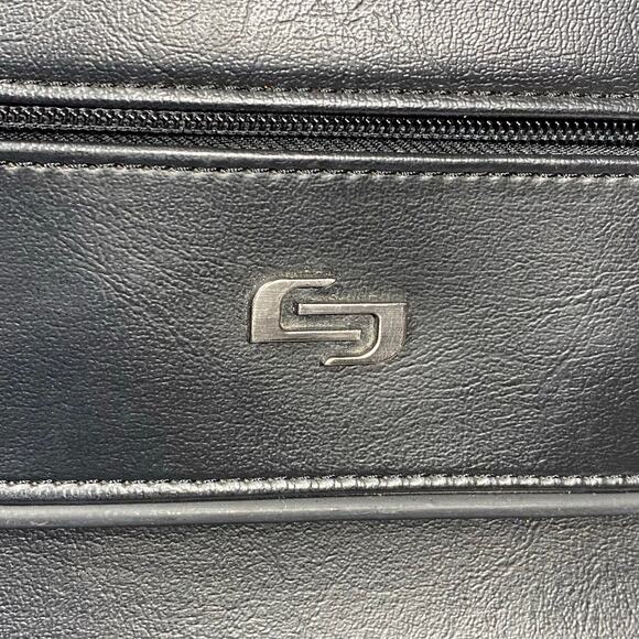 Solo New York Black Leather Laptop Bag Briefcase 15.5" Computer MacBook Strap - Picture 7 of 16